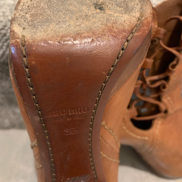 Miu Miu peep toe lace up booties - Picture 3 of 3